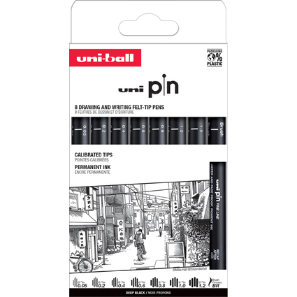 uni-ball Fineliner PIN ASP011, 8er Set
