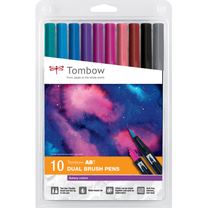 Tombow Doppelfasermaler "DUAL BRUSH PEN ABT", 10er Galaxy