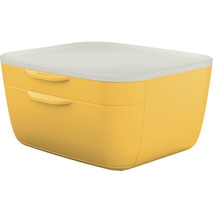 LEITZ Schubladenbox Cosy, 2 Schbe, gelb/hellgrau