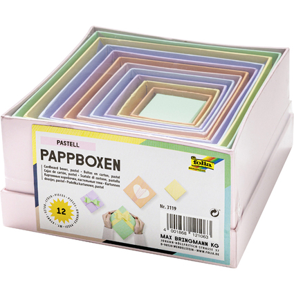 folia Pappboxen PASTELL, eckig, 12 Stck sortiert