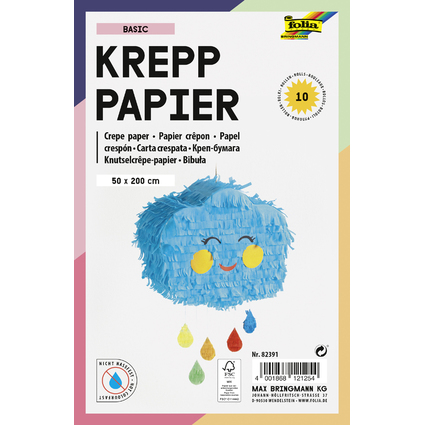 folia Krepppapier-Rollen BASIC, 500 mm x 2 m, sortiert