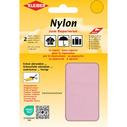 KLEIBER Nylon-Flicken, selbstklebend, rosa