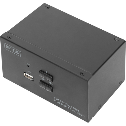 DIGITUS KVM Switch, 2-Port, Dual-Display, 4K, HDMI