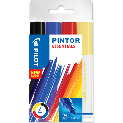 PILOT Pigmentmarker PINTOR, medium, 4er Set "ESSENTIALS"
