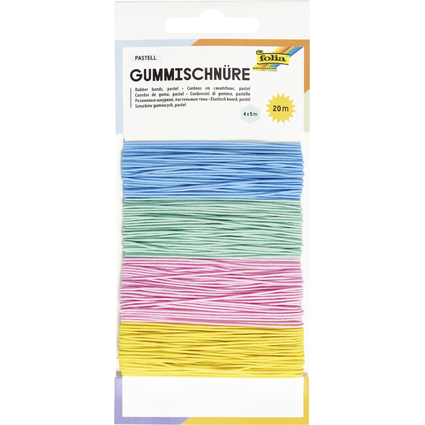 folia Gummischnre PASTELL, 4 Farben  5 m sortiert