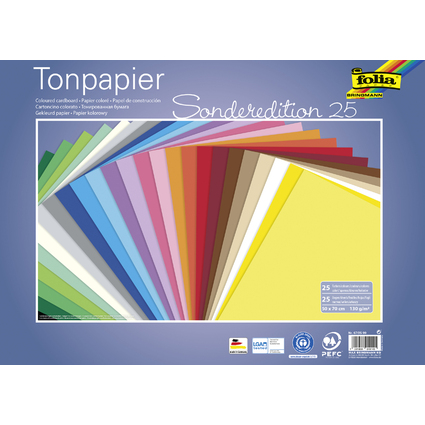 folia Tonpapier, (B)350 x (H)500 mm, 130 g/qm, sortiert