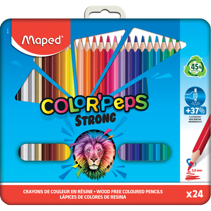 Maped Dreikant-Buntstift COLOR'PEPS STRONG, 24er Metalletui