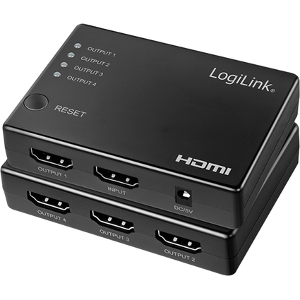 LogiLink 4K/30 Hz HDMI Splitter, schlank, 4-fach, schwarz