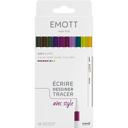 uni-ball Fineliner EMOTT, 10er Set "Calm-Tone Colors"