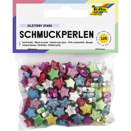 folia Schmuckperlen "Glittery Stars", glatt/geprgt