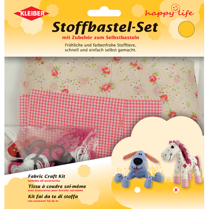 KLEIBER Stoff-Nhset Pferd, beige & rosa geblmt