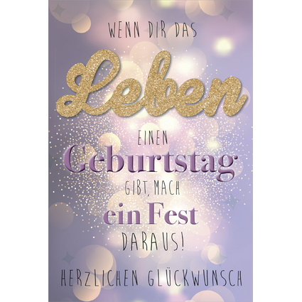 SUSY CARD Geburtstagskarte Glitzer "Leben"