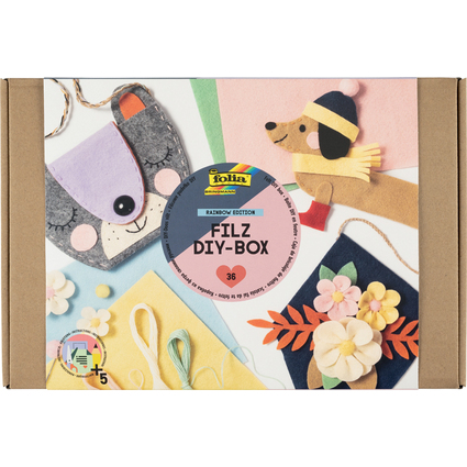 folia Filz DIY-Box Rainbow Edition, 36-teilig