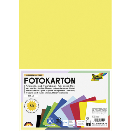 folia Fotokarton, DIN A4, 300 g/qm, farbig sortiert