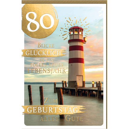 SUSY CARD Geburtstagskarte "Goldig" - 80. Geburtstag
