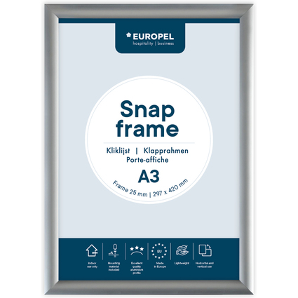 EUROPEL Plakatrahmen Premium, DIN A3, 25 mm, silber eloxiert