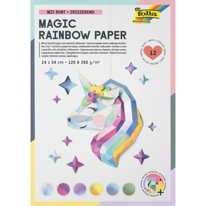 folia Regenbogen-Papier Block MAGIC RAINBOW, 240 x 340 mm