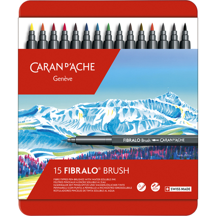 CARAN D'ACHE Fasermaler FIBRALO Brush, 15er Metalletui