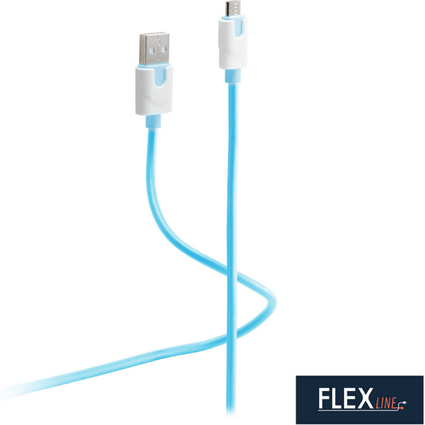 FLEXLINE Daten- & Ladekabel, USB-A - USB-B, blau, 2,0 m
