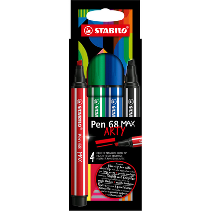 STABILO Fasermaler Pen 68 MAX, 4er Etui ARTY