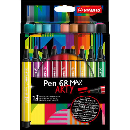 STABILO Fasermaler Pen 68 MAX, 18er Kartonetui ARTY