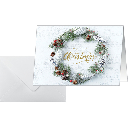sigel Weihnachtskarte "Christmas wreath", DIN A6 quer
