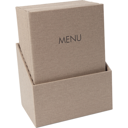 sigel Speisekarten-Mappe MENU, DIN A4, beige, 10er Box