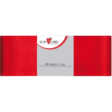 SUSY CARD Geschenkband "Doppelsatin", 40 mm x 3 m, rot