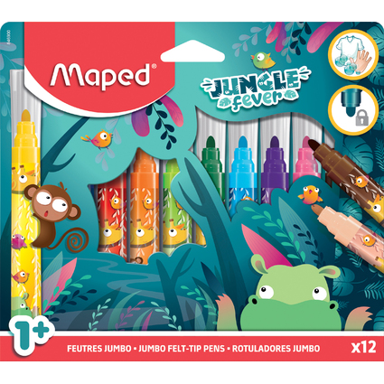 Maped Fasermaler JUNGLE fever JUMBO, 12er Kartonetui