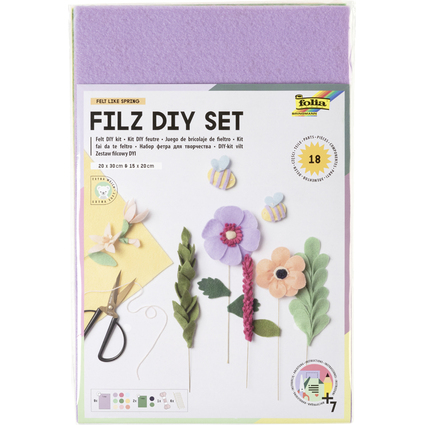 folia Bastelfilz-Set "FELT LIKE SPRING", 18-teilig