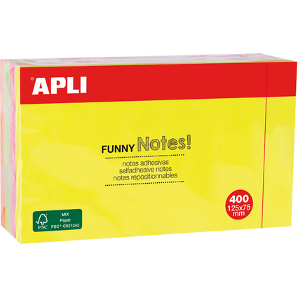APLI Haftnotiz-Wrfel "FUNNY Notes!",125 x 75 mm, sortiert