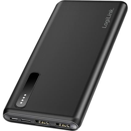 LogiLink Powerbank, 8.000 mAh, 2x USB-A, schwarz