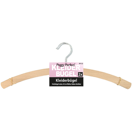 Peggy Perfect Holz-Kleiderbgel ohne Steg, natur, 2er Pack