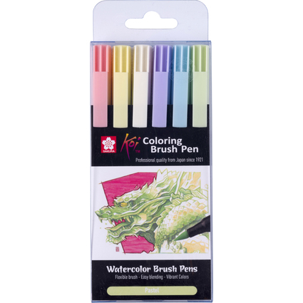 SAKURA Pinselstift Koi Colouring Brush Pen "Pastel", 6er Set