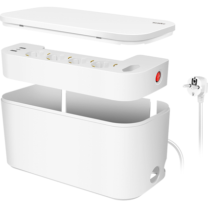 LogiLink Kabelbox mit Steckdosenleiste, 5-fach, wei