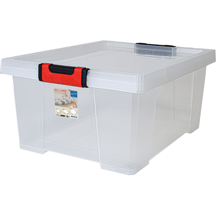 EDA Aufbewahrungsbox CLiPSTOCK, 30 Liter, PP, transparent