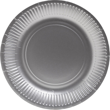 PROnappe Papp-Teller, rund, 230 mm, silber