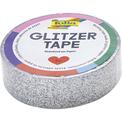 folia Deko-Klebeband Glitzer-Tape, 15 mm x 5 m, silber