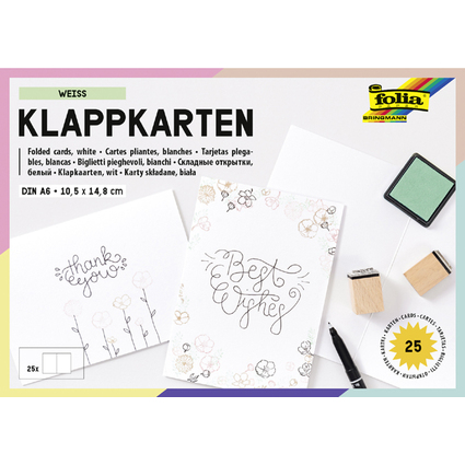 folia Klappkarte, 190 g/qm, DIN A6, wei
