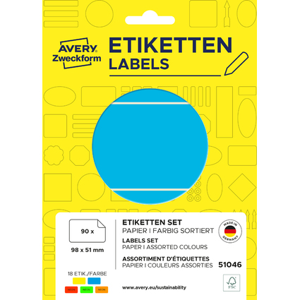 AVERY Zweckform Vielzweck-Eiketten, 98 x 51 mm, farbig