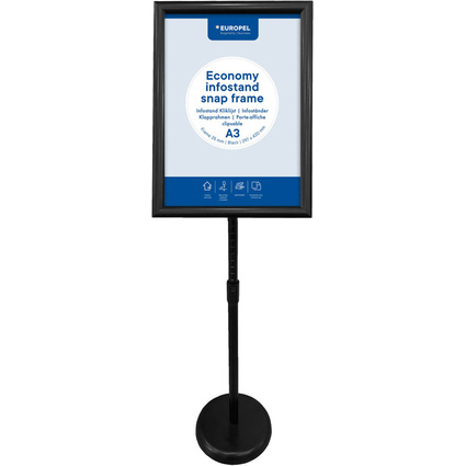 EUROPEL Infostnder ECONOMY + Plakatrahmen, DIN A3, schwarz
