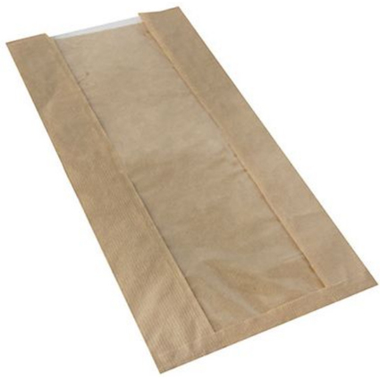 PAPSTAR Sichtstreifenbeutel "pure", 470 x 200 x 90 mm, braun