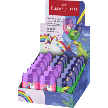 FABER-CASTELL Doppelspitzdose "Dino/Einhorn", im Display