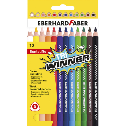 EBERHARD FABER Dreikant-Buntstift TRI WINNER, 12er Etui