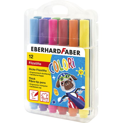 EBERHARD FABER Dicke Fasermaler COLORI, 12er Kunststoffetui