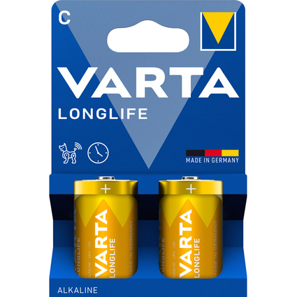 VARTA Alkaline Batterie Longlife, Baby (C/LR14), 2er