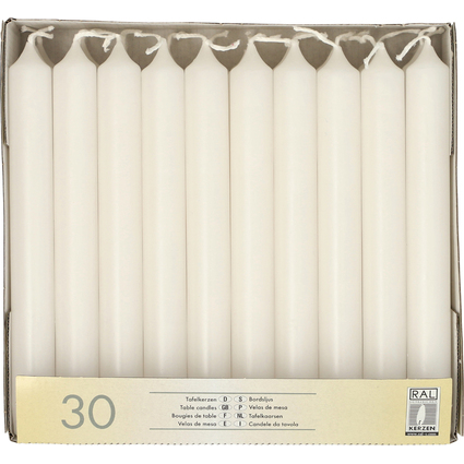 STARPAK Tafelkerzen, 21 mm, wei, 30er Pack