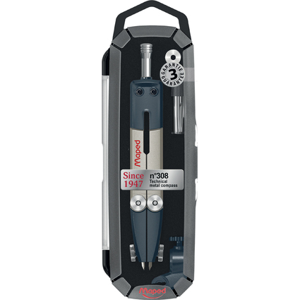 Maped Zirkelkasten No.308, schwarz, 3-teilig