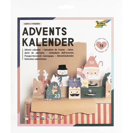 folia Adventskalender SANTA & FRIENDS, 72-teilig