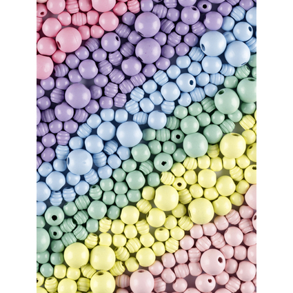folia Holzperlen-Mix PASTEL Jumbobox, 1 kg